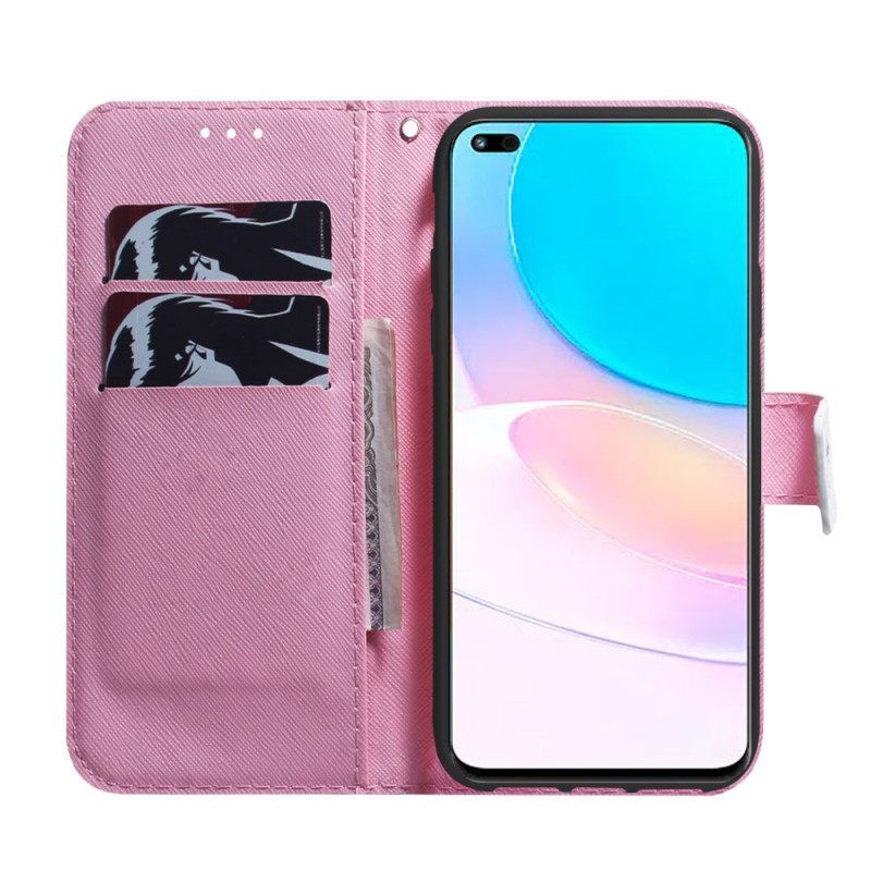 δερματινη θηκη Honor 50 Lite Flower Dusty Pink